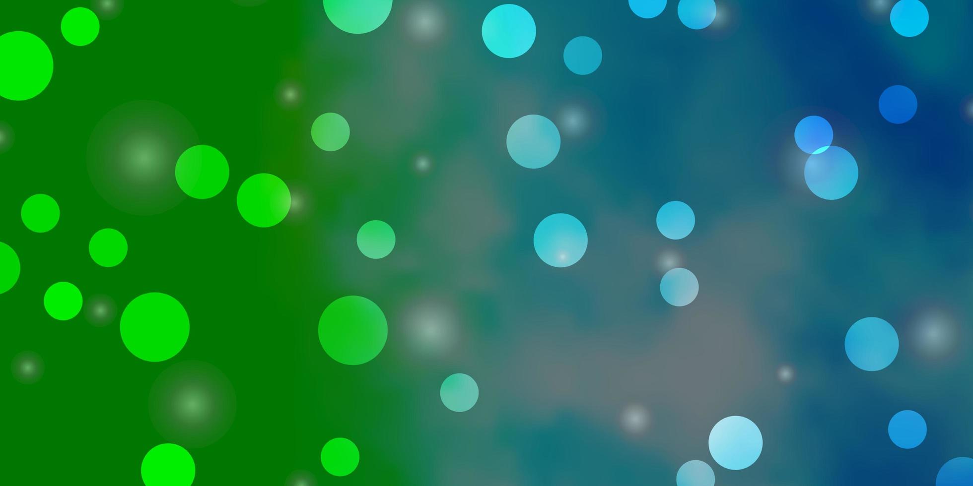 lichtblauw, groen vectorsjabloon met cirkels, sterren. vector
