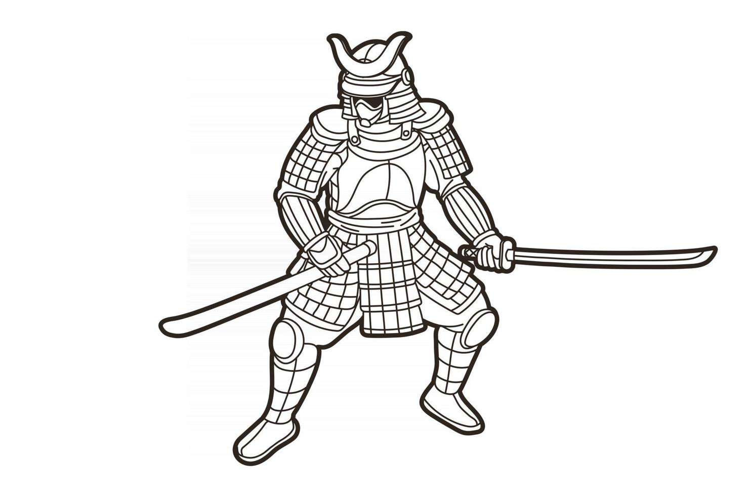 samurai krijger actie schets grafische vector