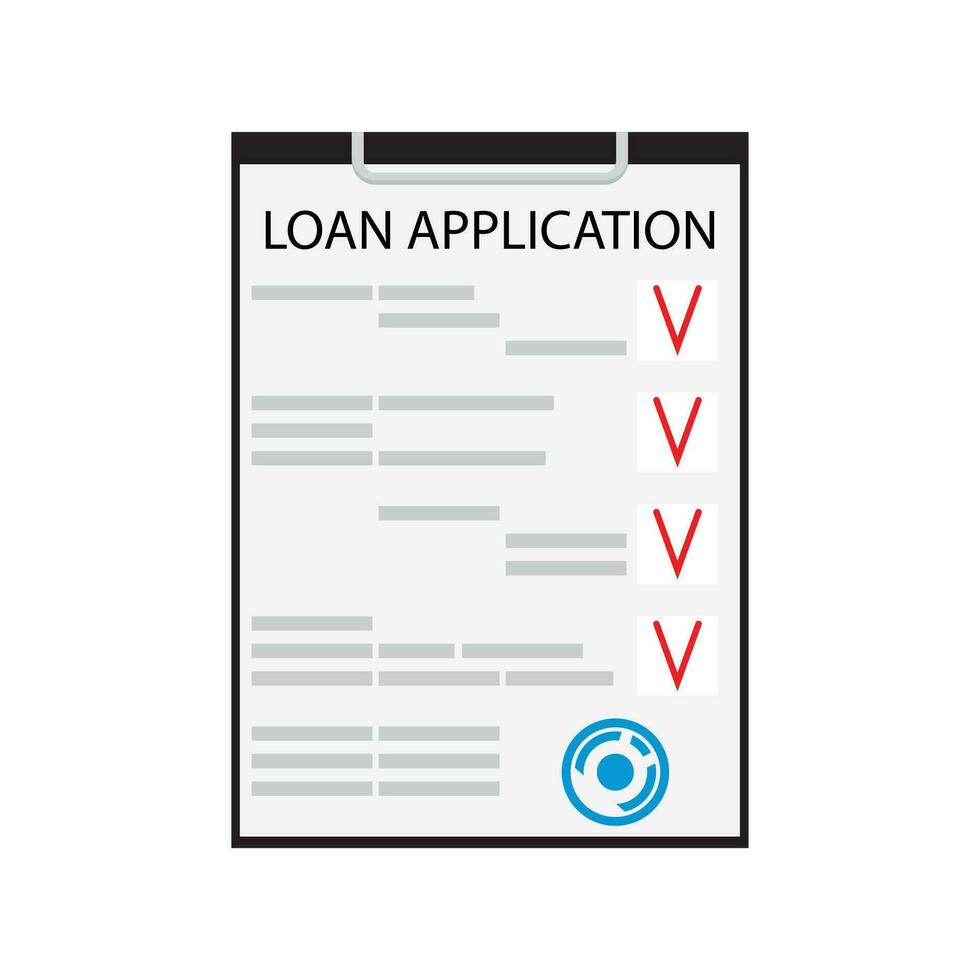lening toepassing vlak geïsoleerd Aan wit. bedrijf lening en vector persoonlijk lening document, auto lening en hypotheek illustratie