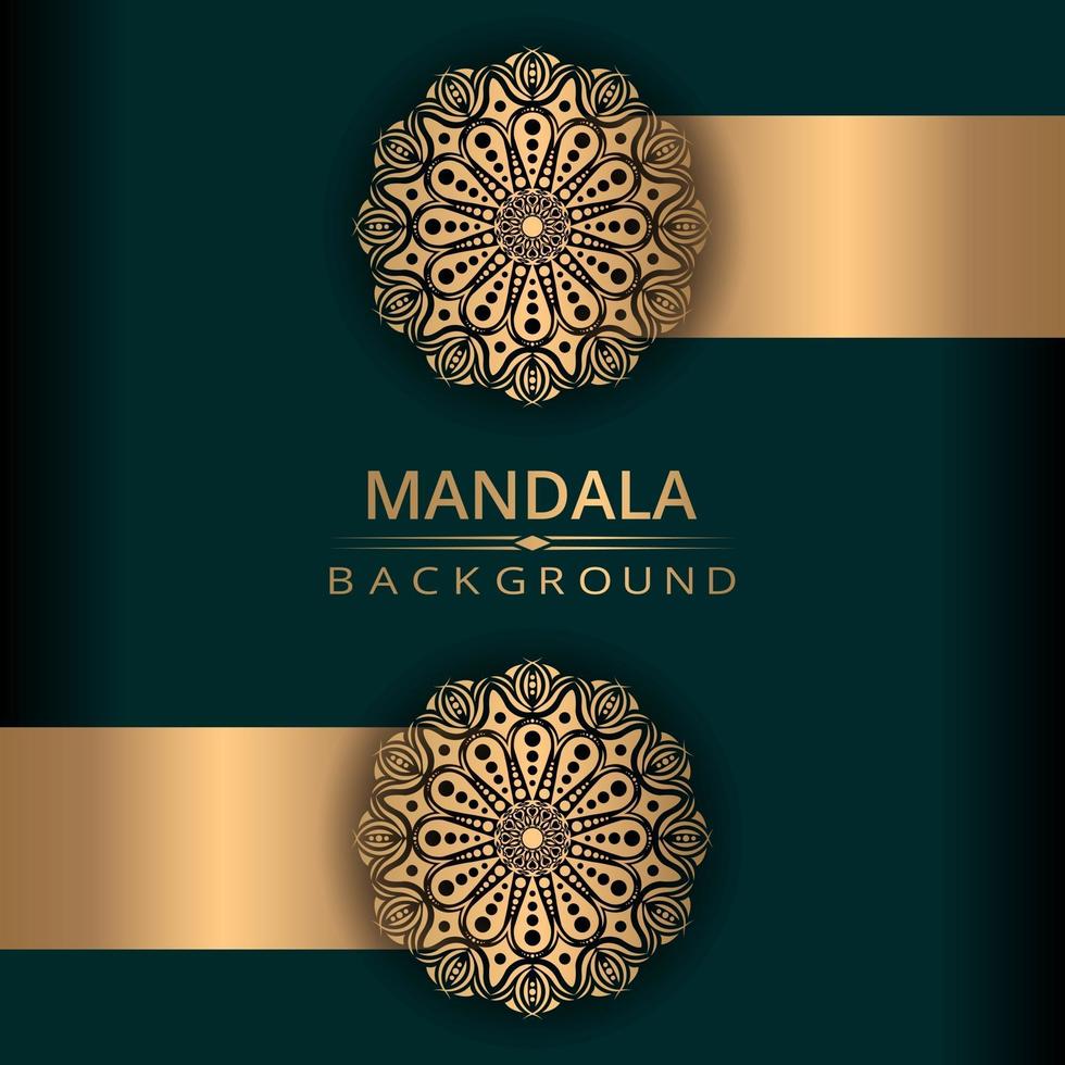 luxe sier mandala ontwerp achtergrond met goldencolor vector