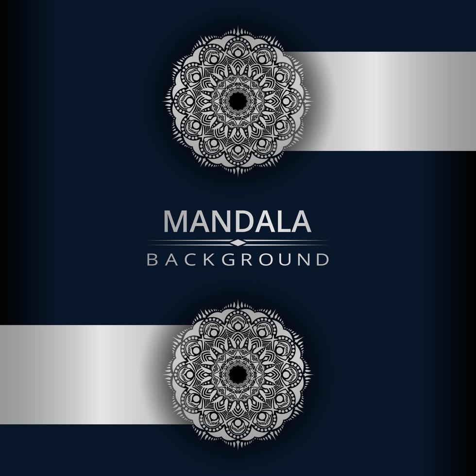 luxe decoratieve mandala-ontwerpachtergrond met zilveren kleur vector