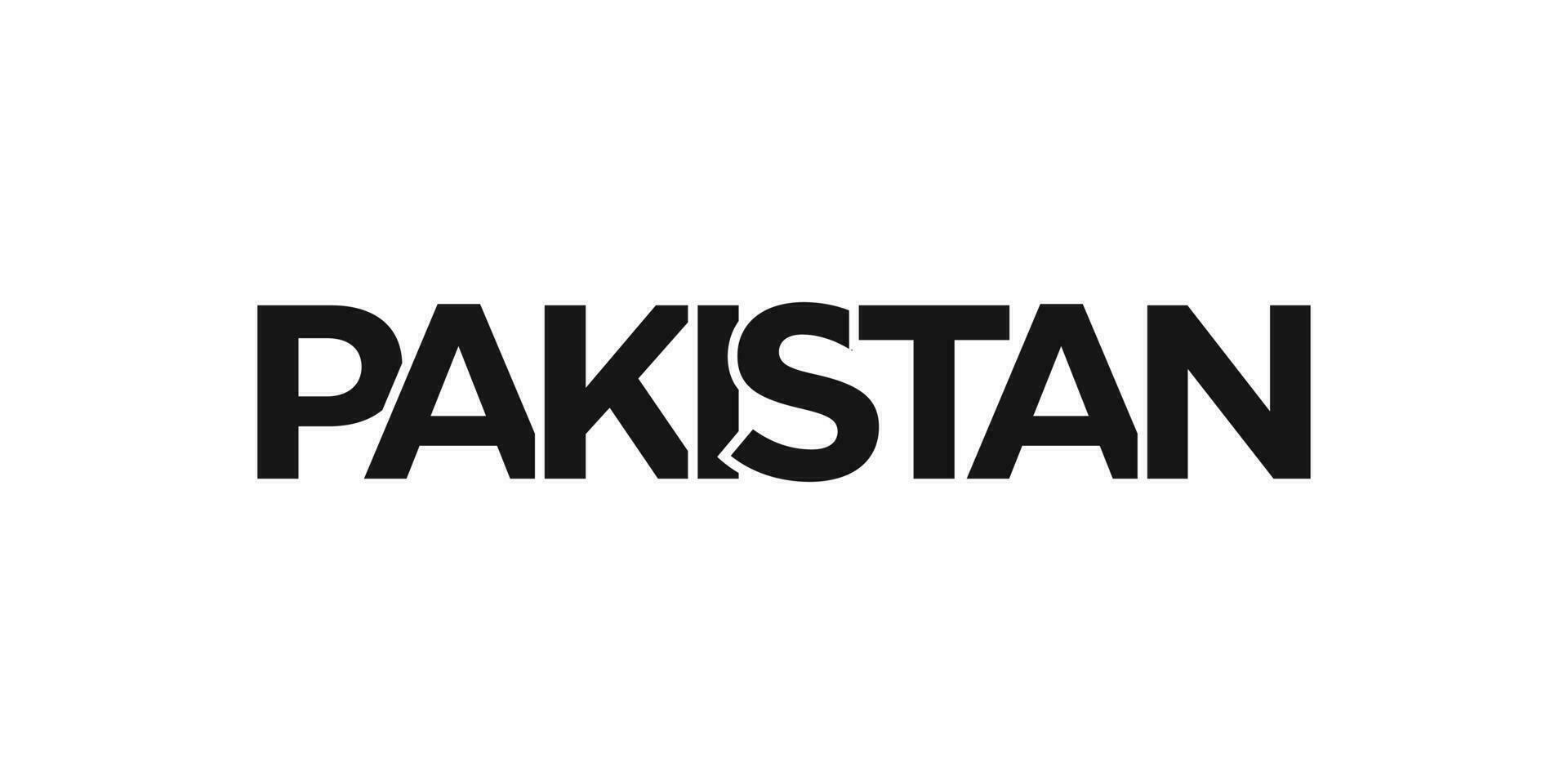 Pakistan embleem. de ontwerp Kenmerken een meetkundig stijl, vector illustratie met stoutmoedig typografie in een modern lettertype. de grafisch leuze belettering.