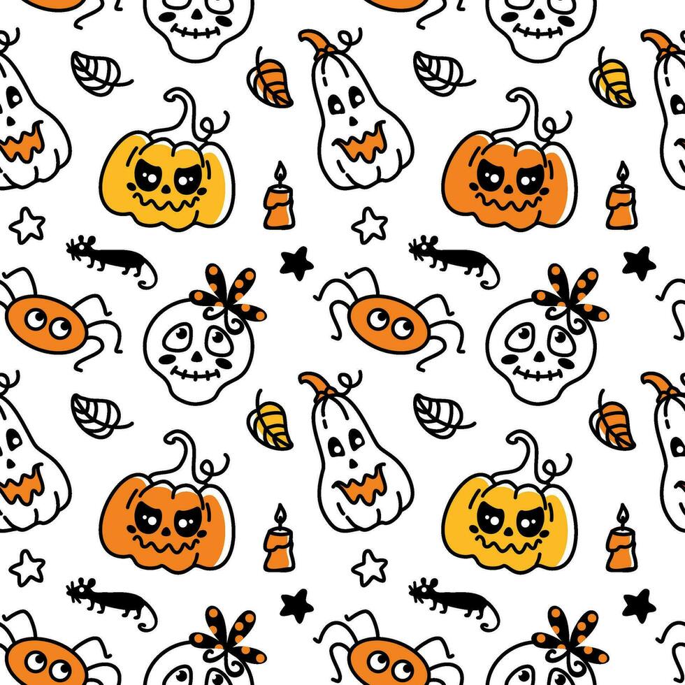 halloween pompoenen en schattig schedels, kinderachtig afdrukken. vector. vector