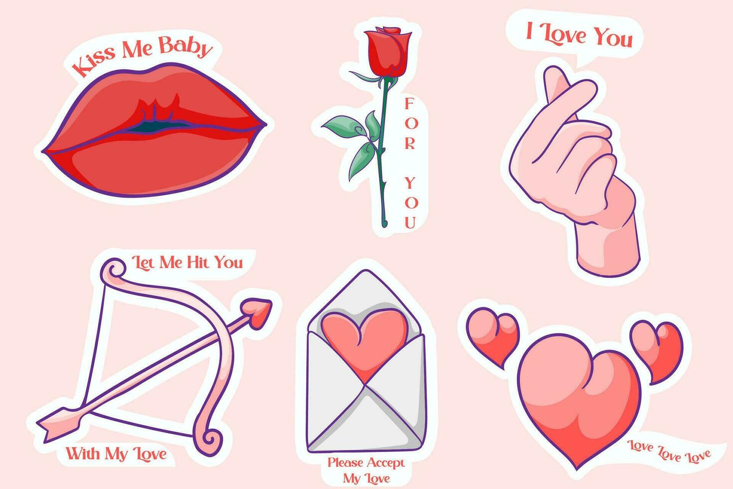 gelukkig Valentijn hand- getrokken stickers element vector