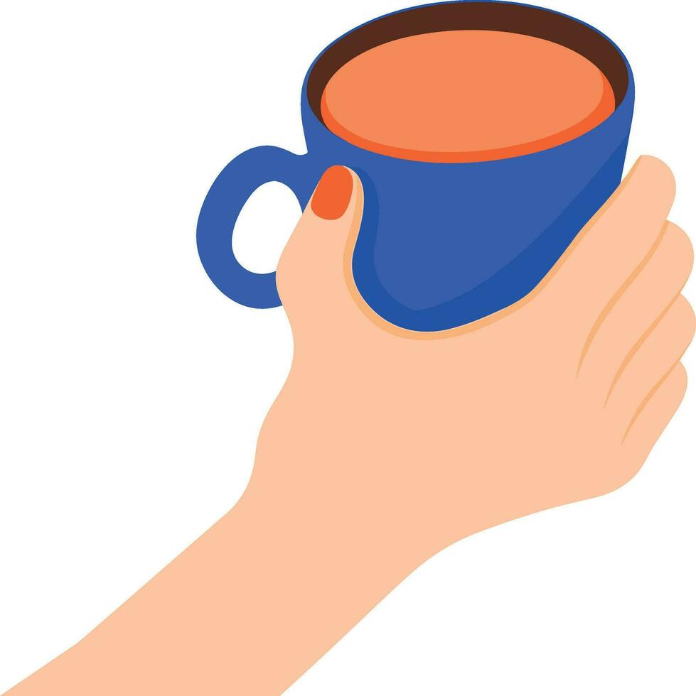 hand- getrokken hand- Holding een koffie kop in vlak stijl vector