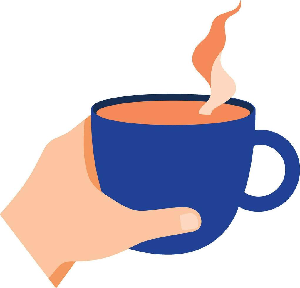 hand- getrokken hand- Holding een koffie kop in vlak stijl vector