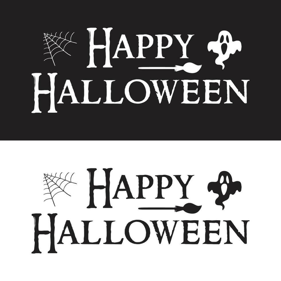 gelukkig halloween tekst belettering. vakantie schoonschrift poster, groet kaart, partij uitnodiging. gelukkig halloween tekst banier zwart wit achtergrond vector