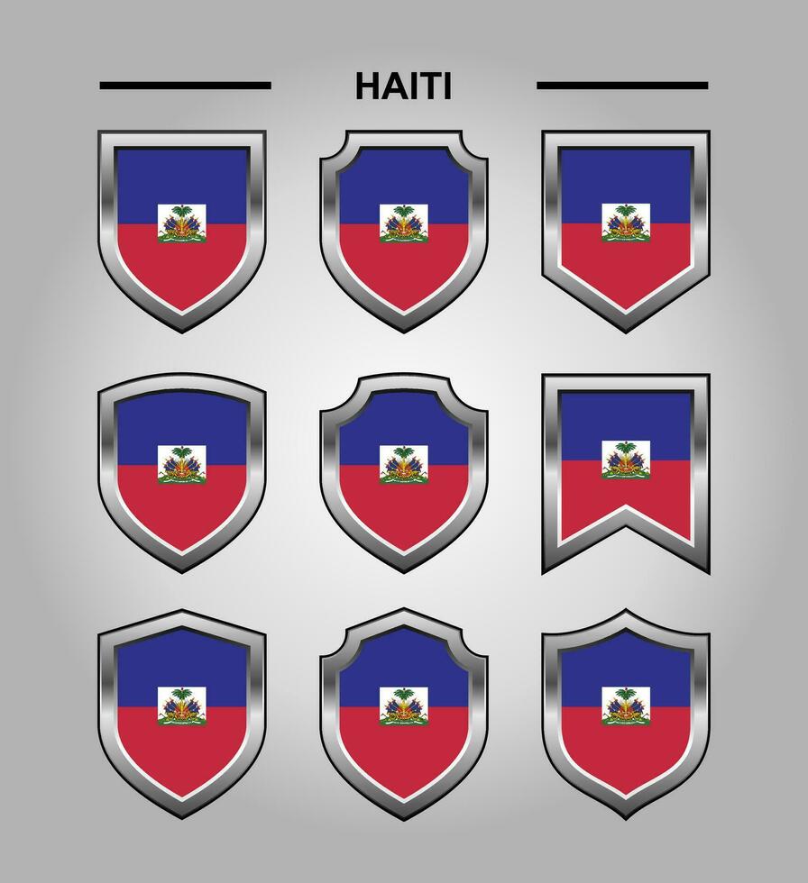 Haïti nationaal emblemen vlag met luxe schild vector