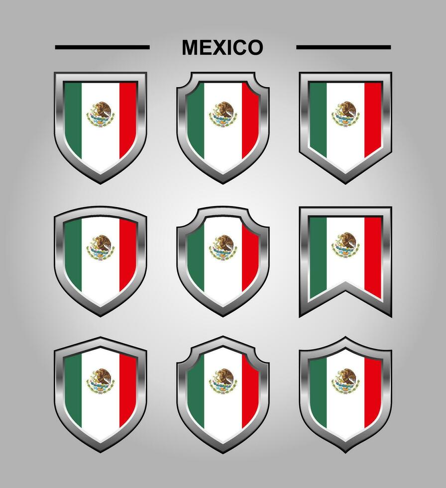 Mexico nationaal emblemen vlag met luxe schild vector