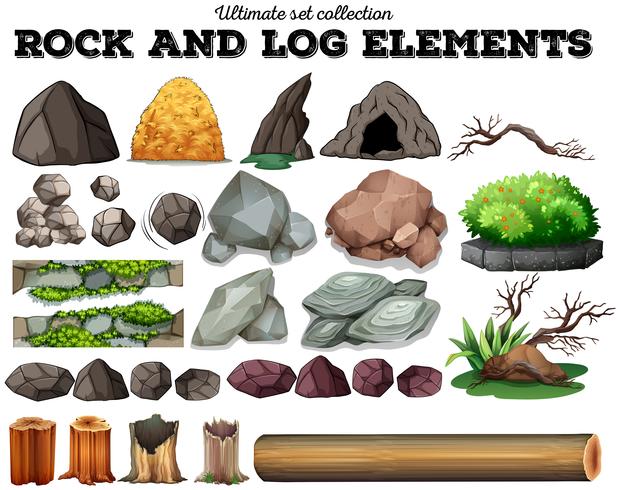 Rock en log elementen vector