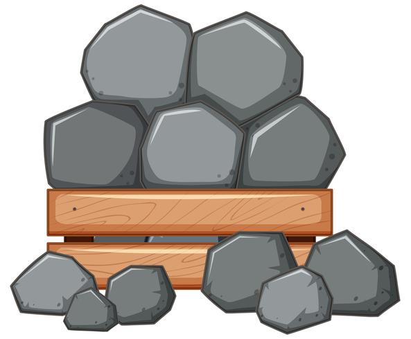Stapel rots in houten kist vector