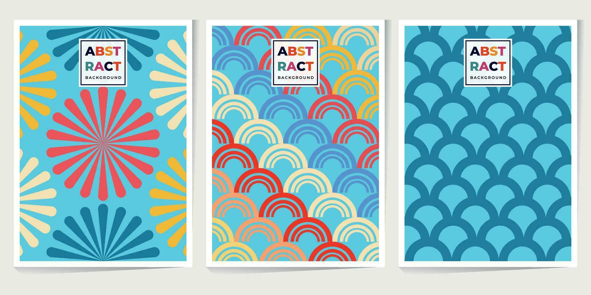 abstract groovy naadloos patroon. bloem, zonnestraal, wervelen, geometrisch, golven met grappig gelukkig madeliefje retro kleur voor wijnoogst gevoel poster. vlak vector achtergrond geïsoleerd.