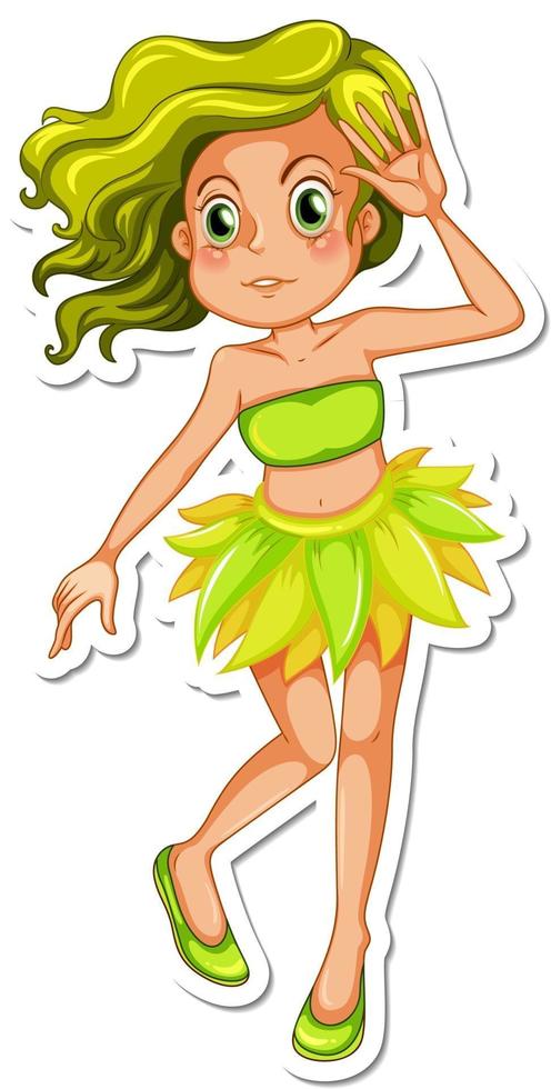 kleine elf meisje stripfiguur sticker vector