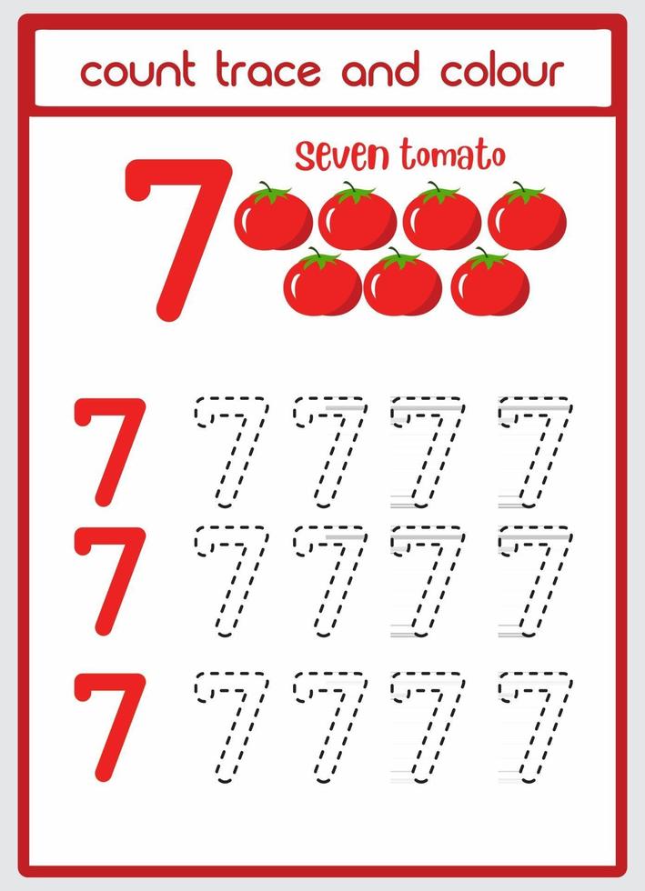 telsporen en kleur van tomaten nummer 7 vector