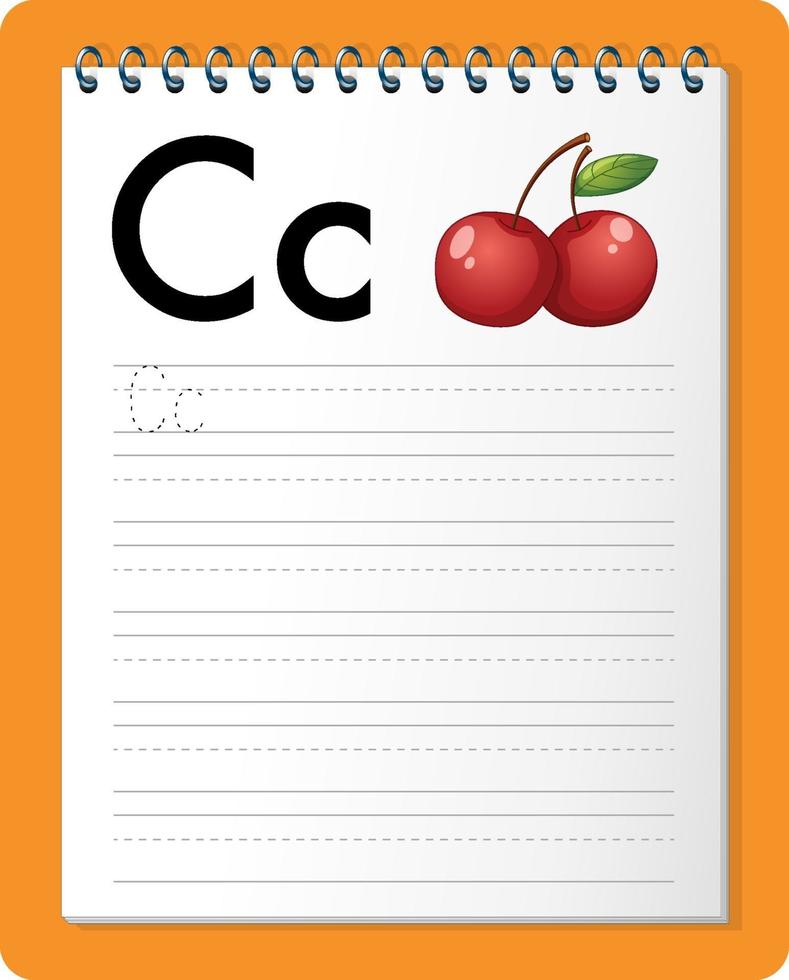 alfabet overtrekken werkblad met letter c en c vector