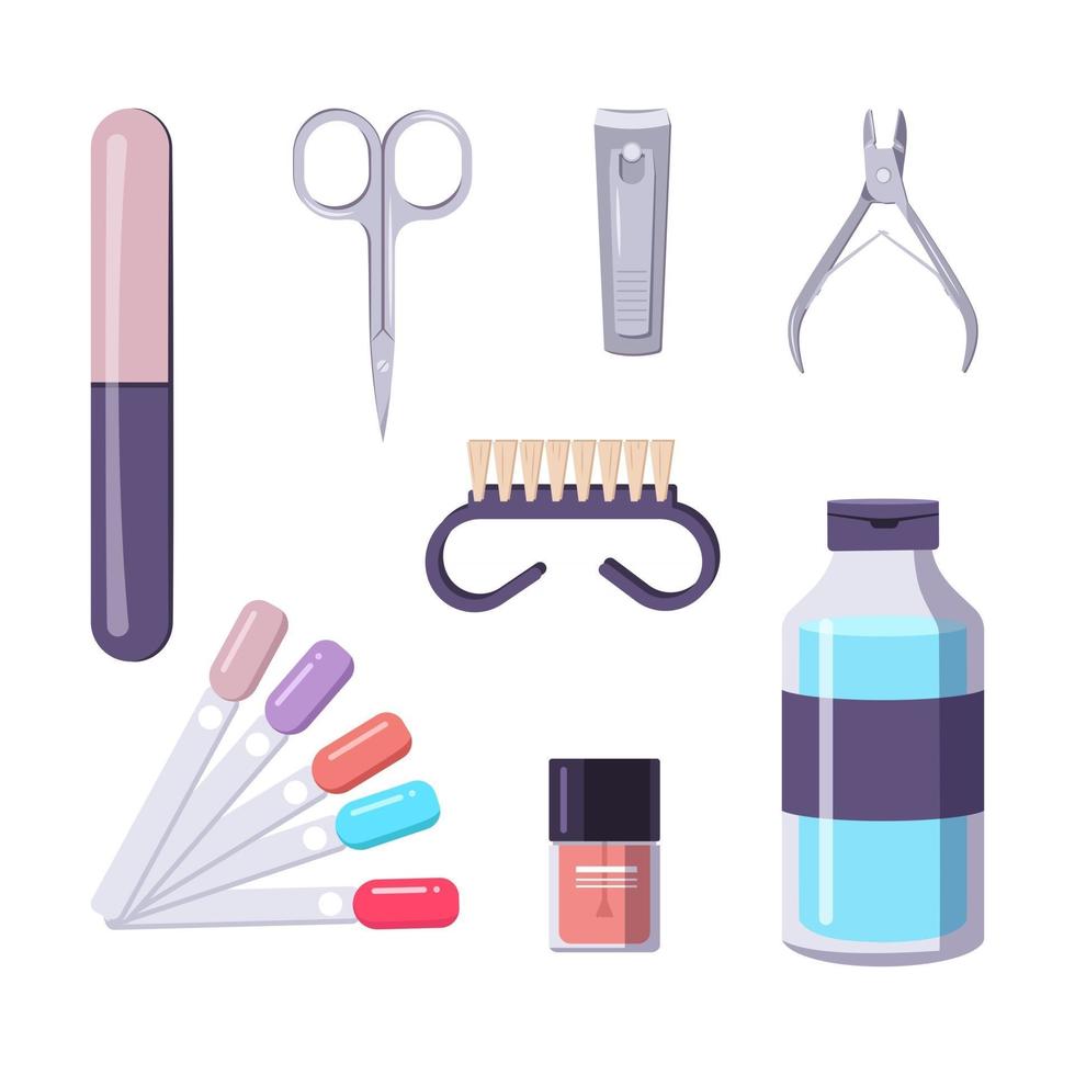 een set gereedschap voor manicure. set van apparatuur nagelvijl vector