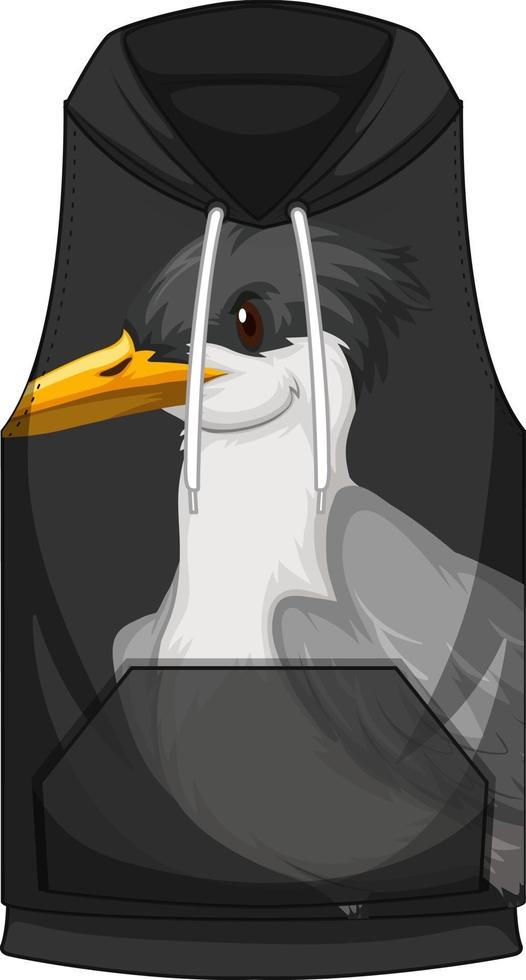 voorkant van hoodie mouwloos met vogelpatroon vector