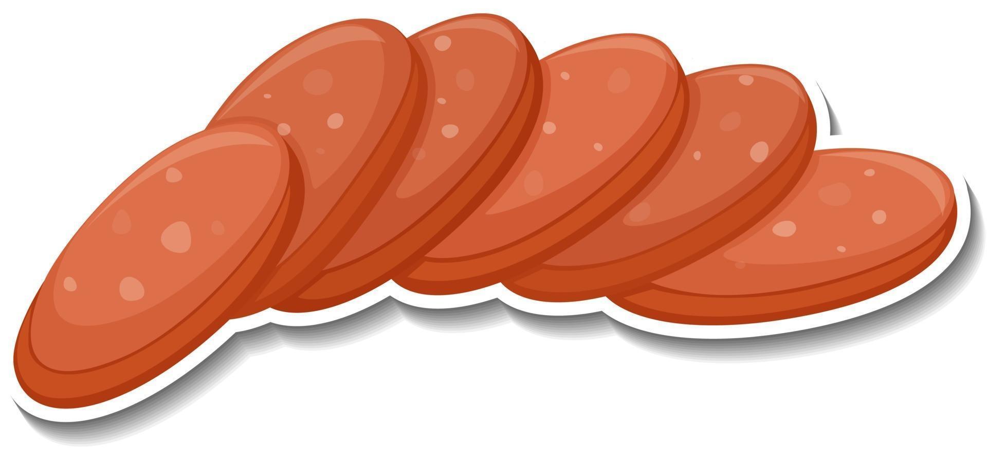 salami worst sticker op witte achtergrond vector