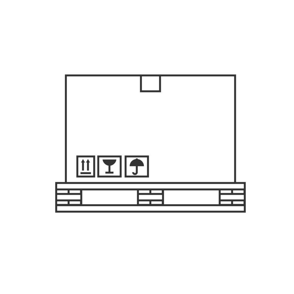 doos op een pallet lijn pictogram illustratie voor logistiek. vector ontwerp