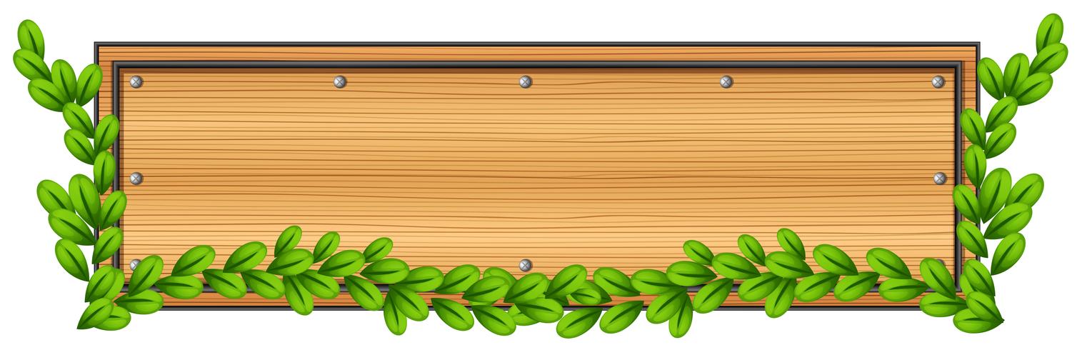 Een leeg houten bord met een plant vector
