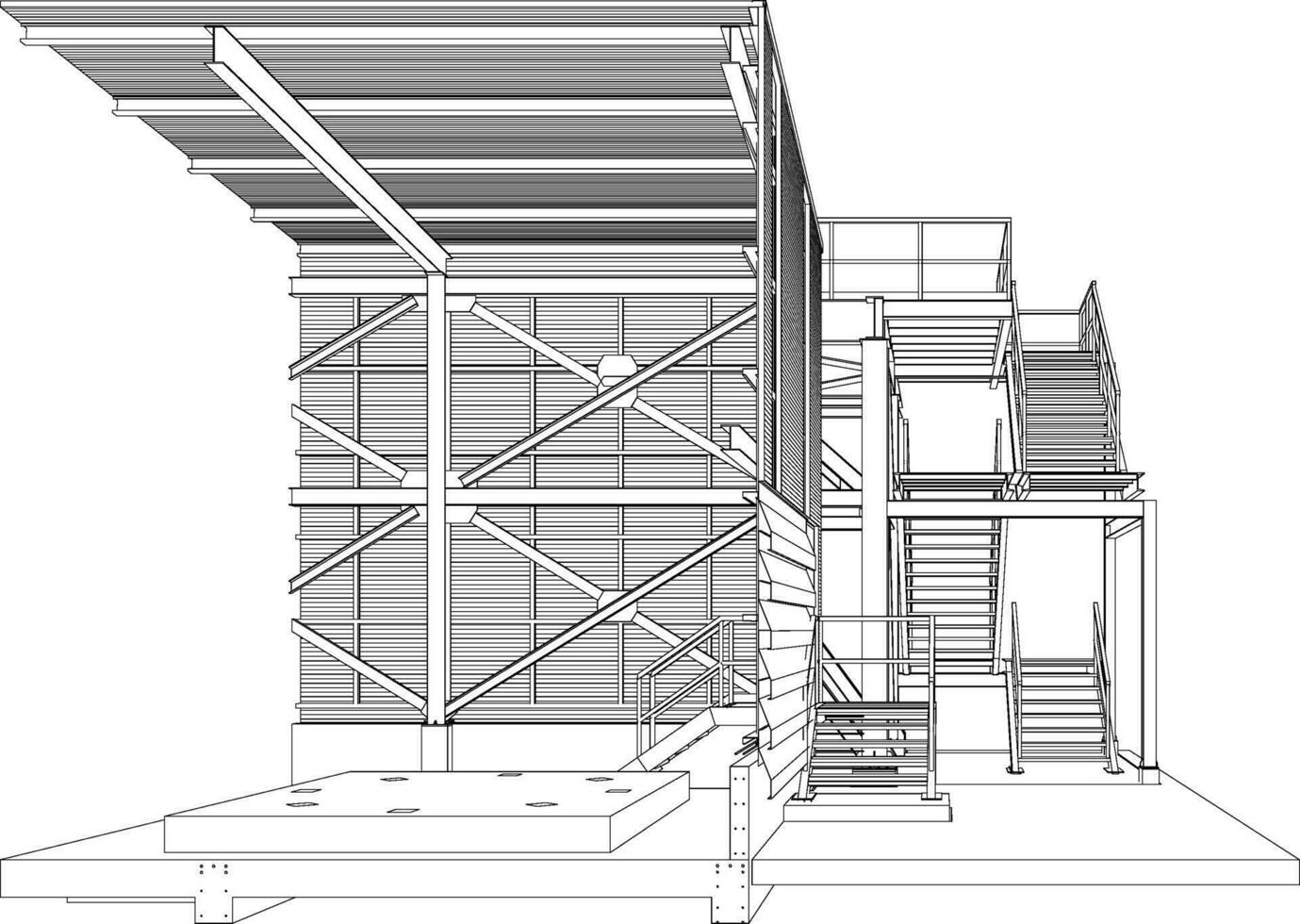 3d illustratie van industrieel gebouw vector