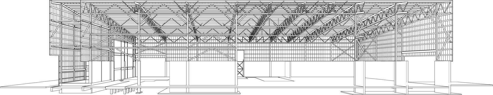 3d illustratie van industrieel gebouw vector