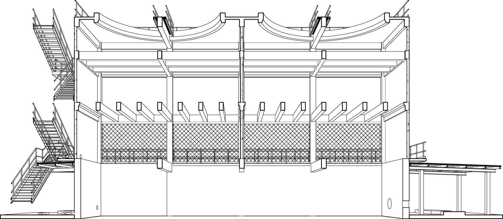 3d illustratie van industrieel gebouw vector