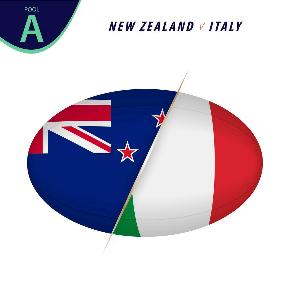 rugby wedstrijd nieuw Zeeland v Italië . rugby versus icoon. vector