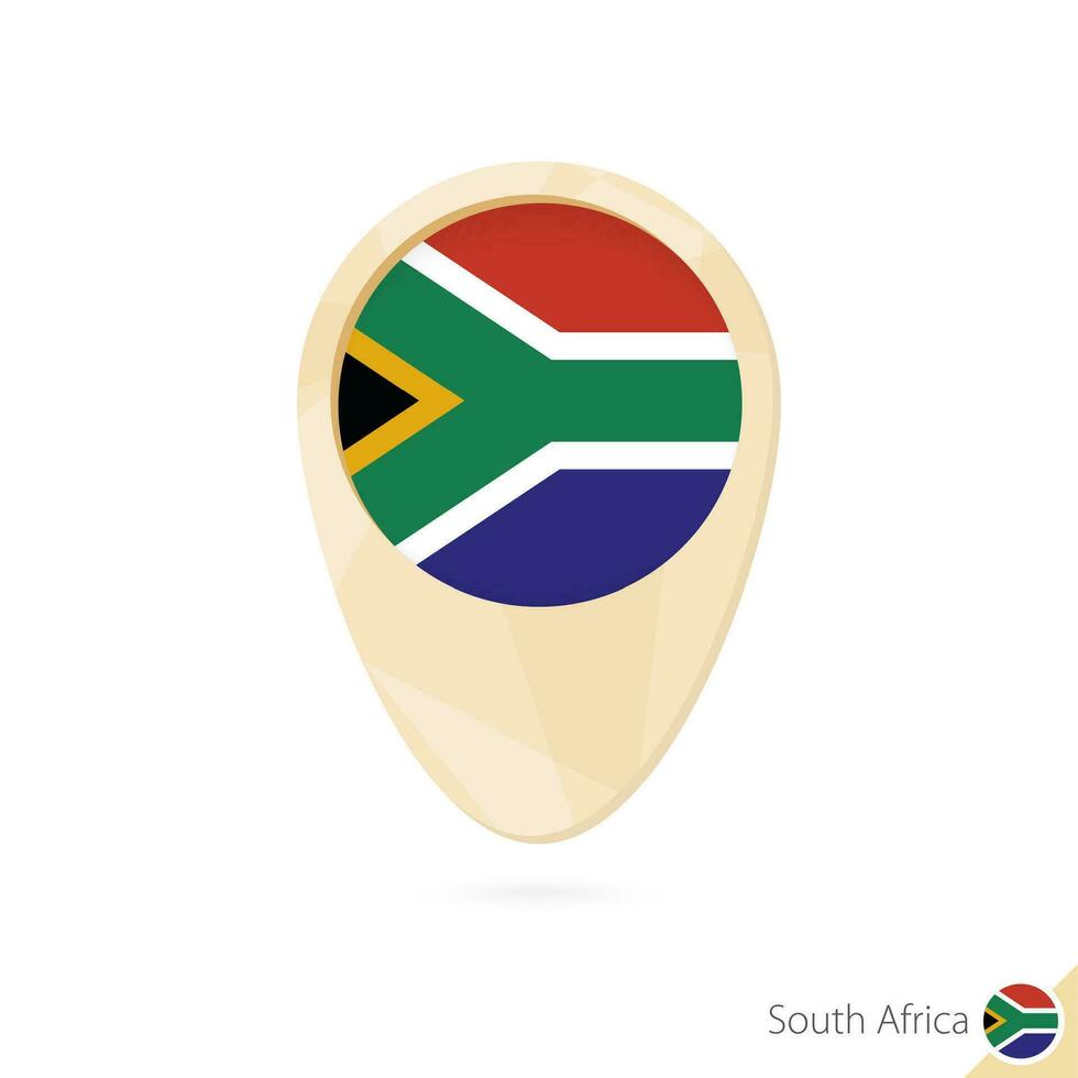 kaart wijzer met vlag van zuiden Afrika. oranje abstract kaart icoon. vector