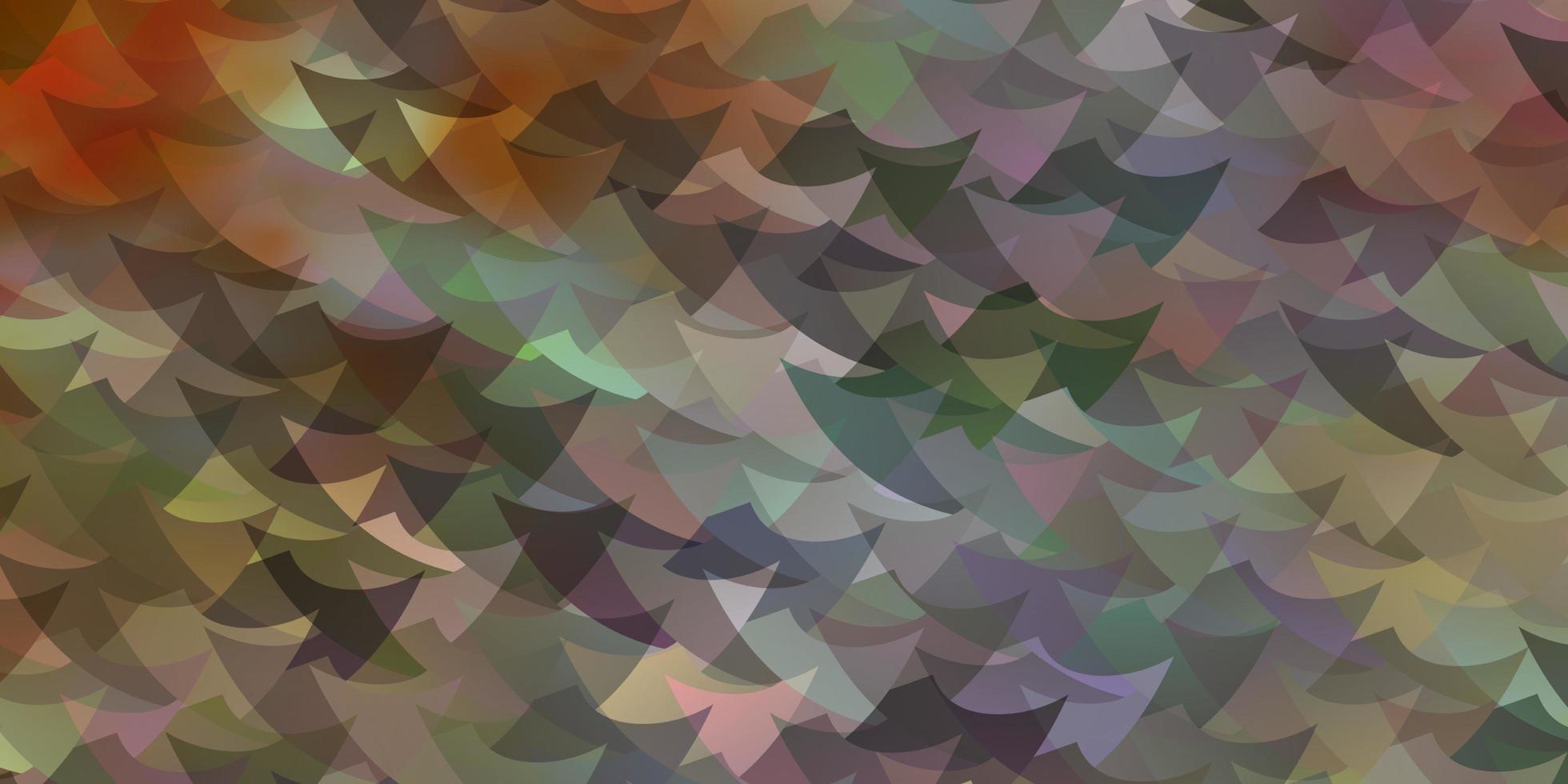 lichtoranje vector achtergrond met driehoeken, kubussen.