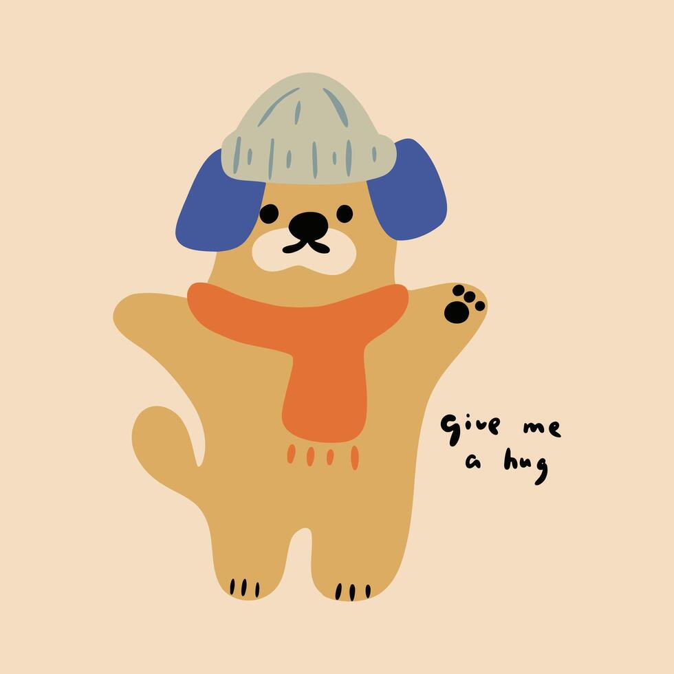 hand getekend schattig tekenfilm hond illustratie vector