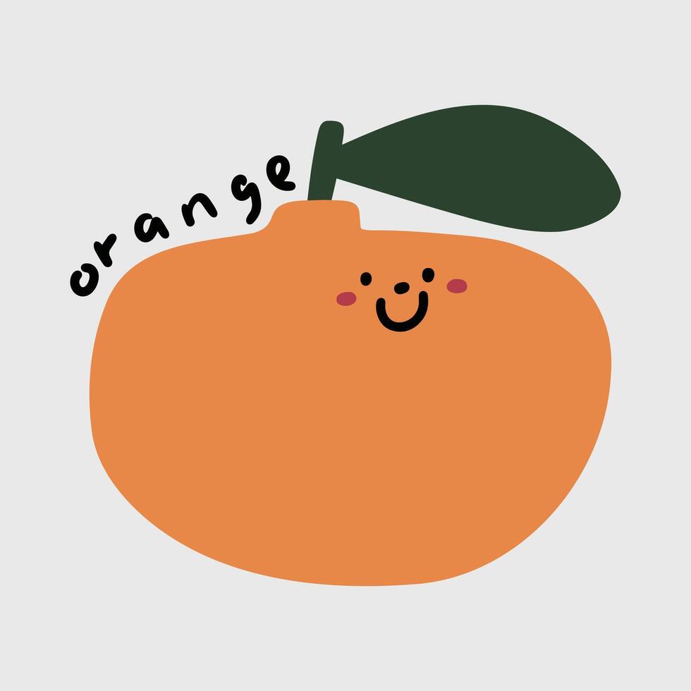 hand- getrokken tekenfilm fruit oranje sticker illustratie vector