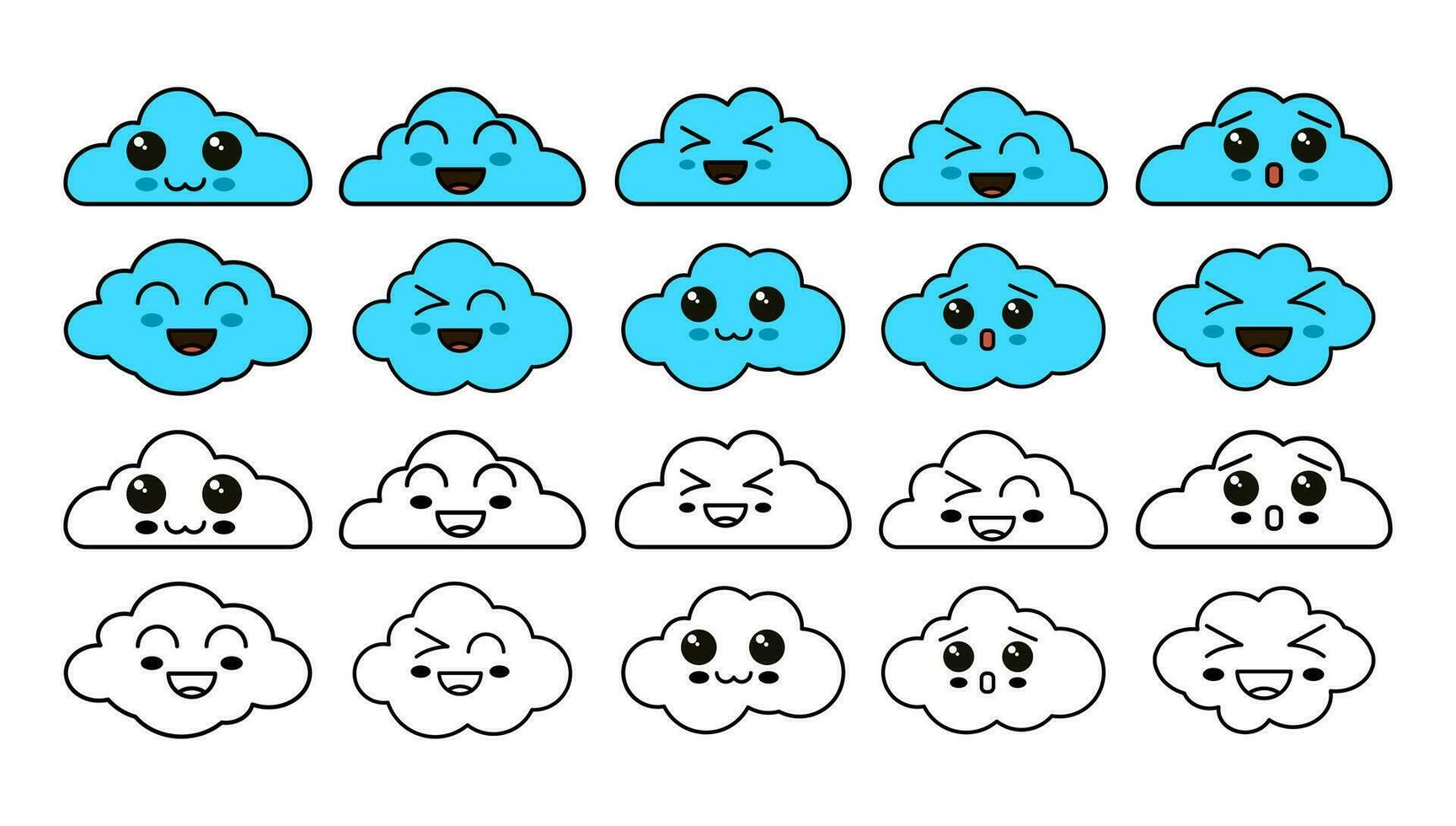 wolk emoticon gezicht element reeks vector