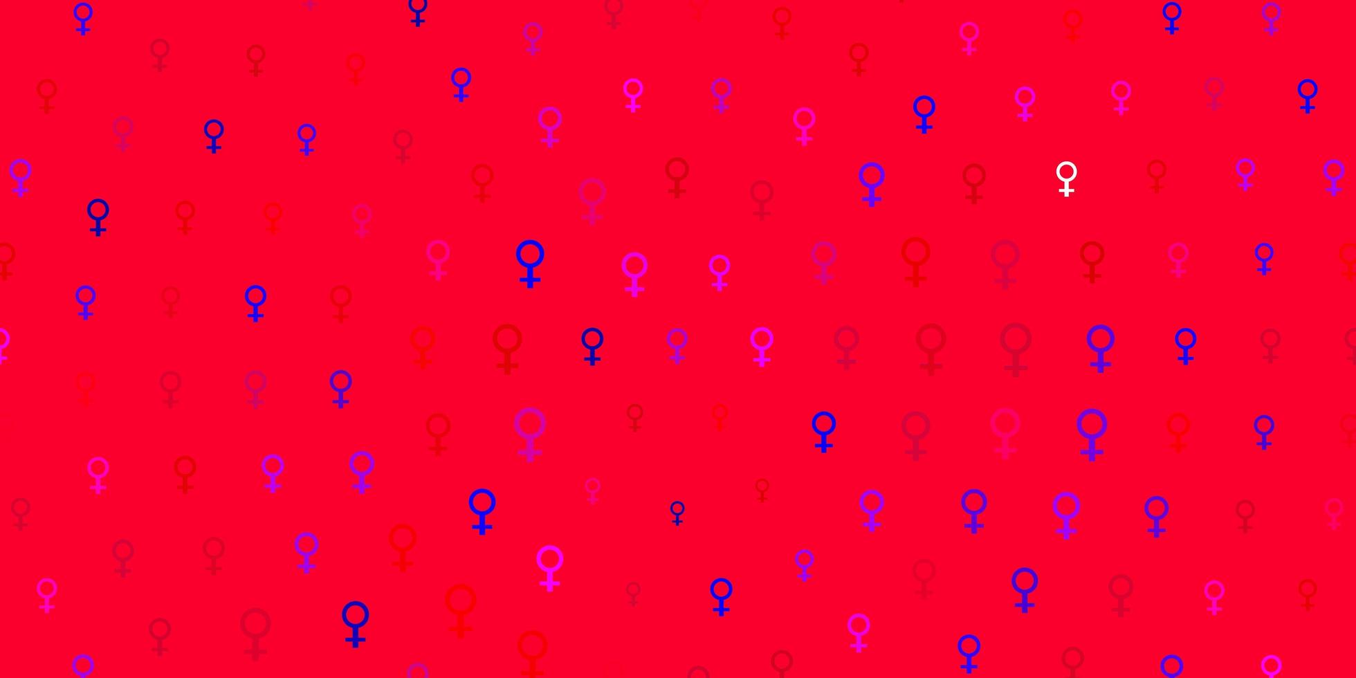 lichtroze, rode vectortextuur met symbolen van vrouwenrechten. vector