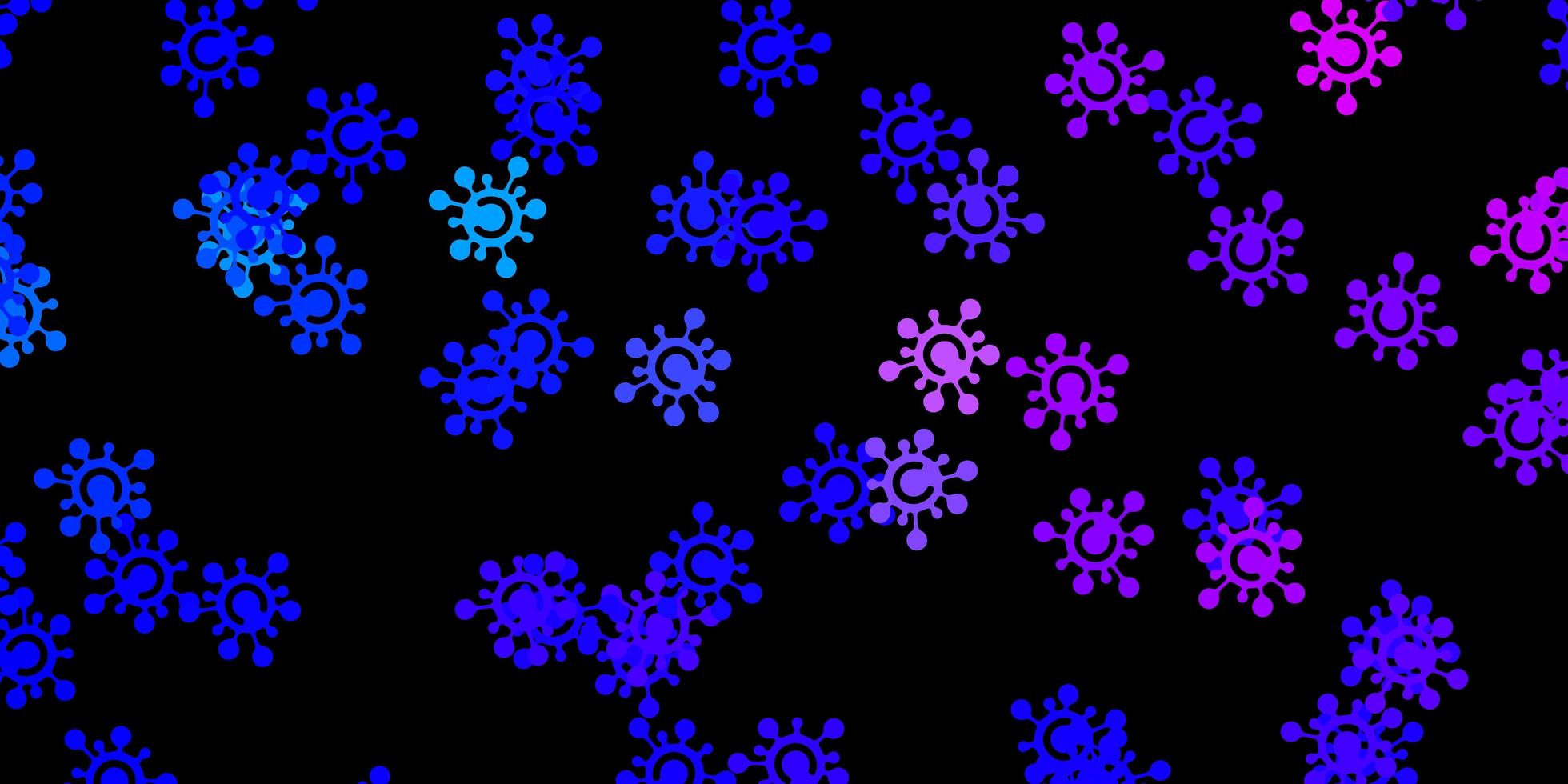 donkerroze, blauw vectorpatroon met coronaviruselementen. vector