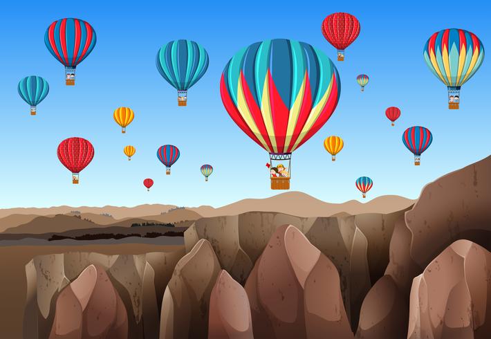 Reis met een heteluchtballon vector