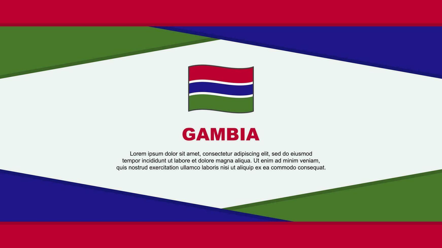 Gambia vlag abstract achtergrond ontwerp sjabloon. Gambia onafhankelijkheid dag banier tekenfilm vector illustratie. Gambia vector