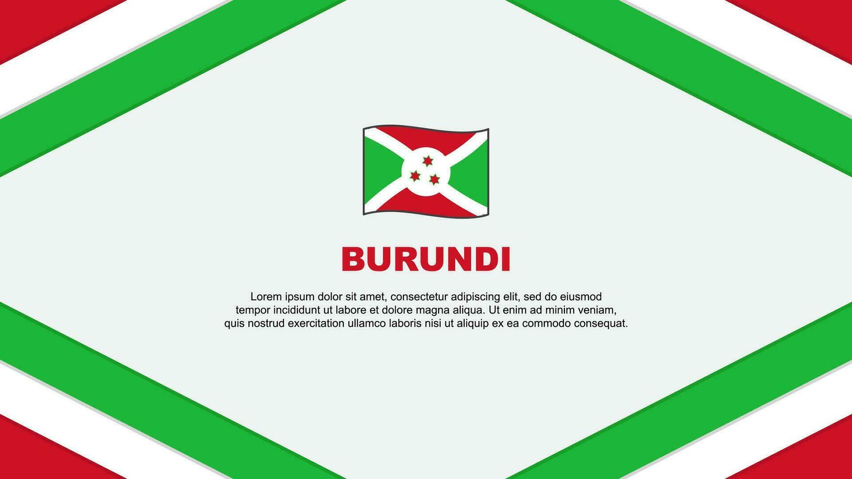 Burundi vlag abstract achtergrond ontwerp sjabloon. Burundi onafhankelijkheid dag banier tekenfilm vector illustratie. Burundi sjabloon