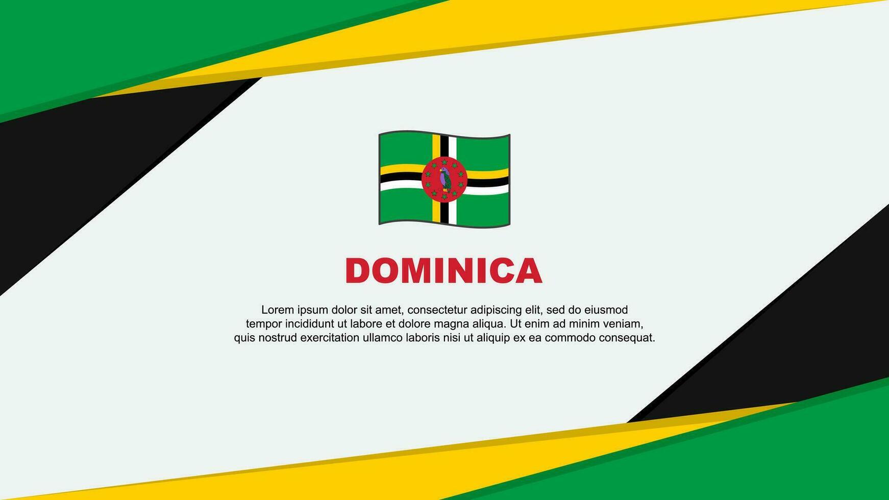 dominica vlag abstract achtergrond ontwerp sjabloon. dominica onafhankelijkheid dag banier tekenfilm vector illustratie. dominica