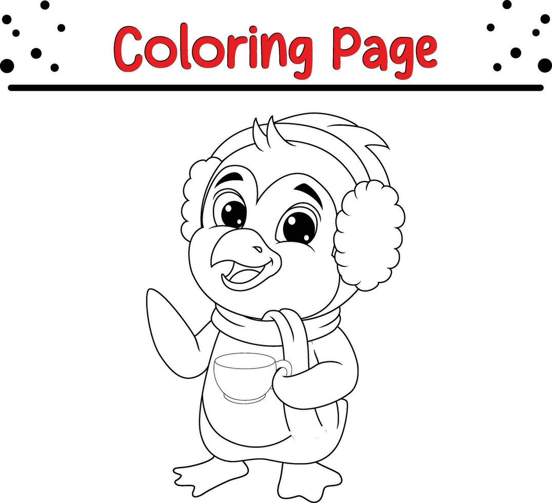 gelukkig Kerstmis pinguïn kleur bladzijde voor kinderen. vector