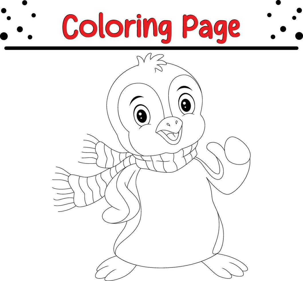 schattig pinguïn Kerstmis kleur bladzijde voor kinderen. gelukkig winter Kerstmis thema kleur boek. vector