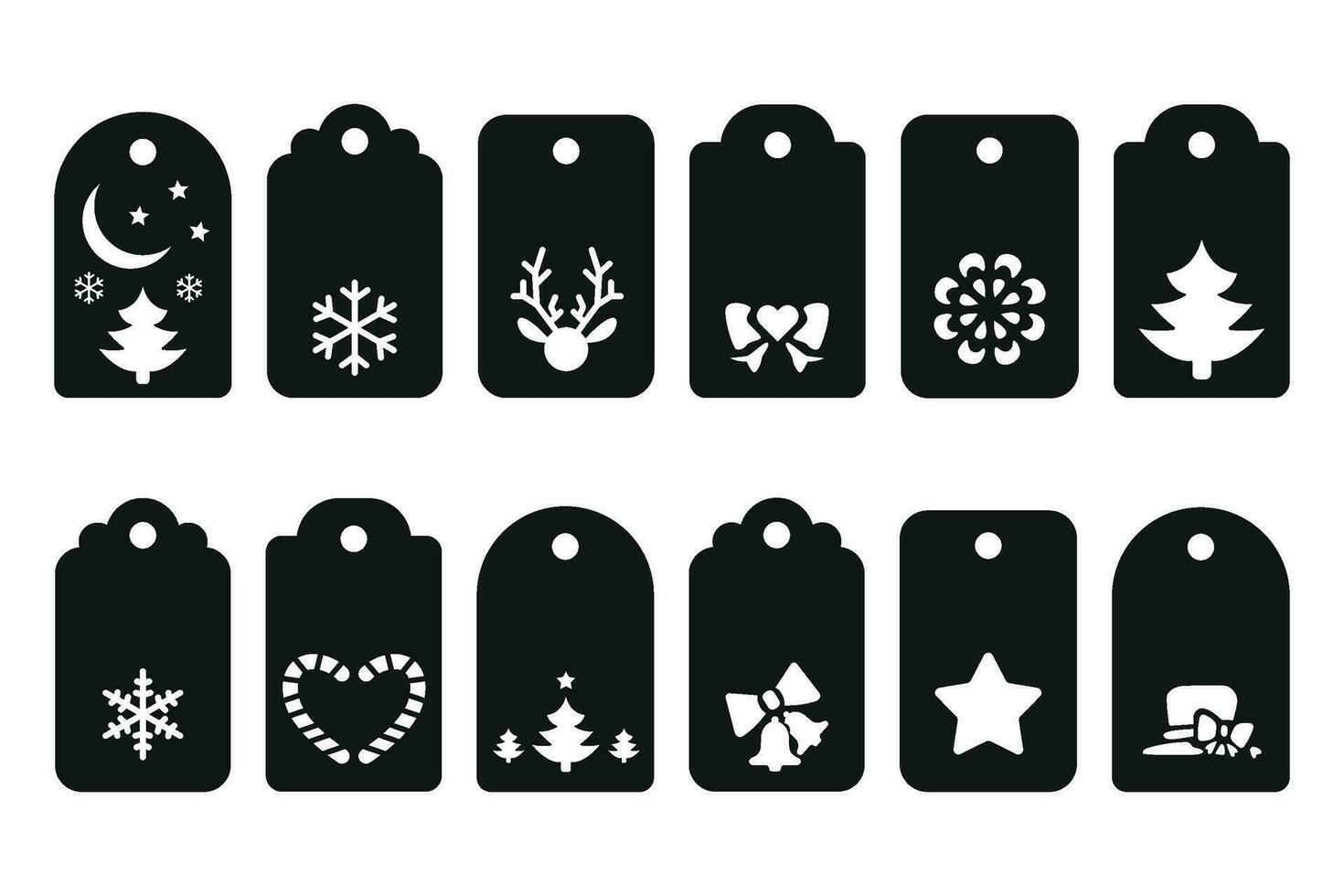 Kerstmis tags set, papier besnoeiing sjabloon bestanden, etiketten verzameling vector illustratie