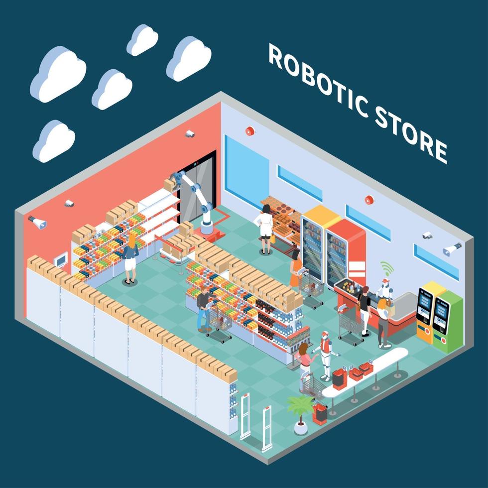 robot winkel isometrische samenstelling vectorillustratie vector