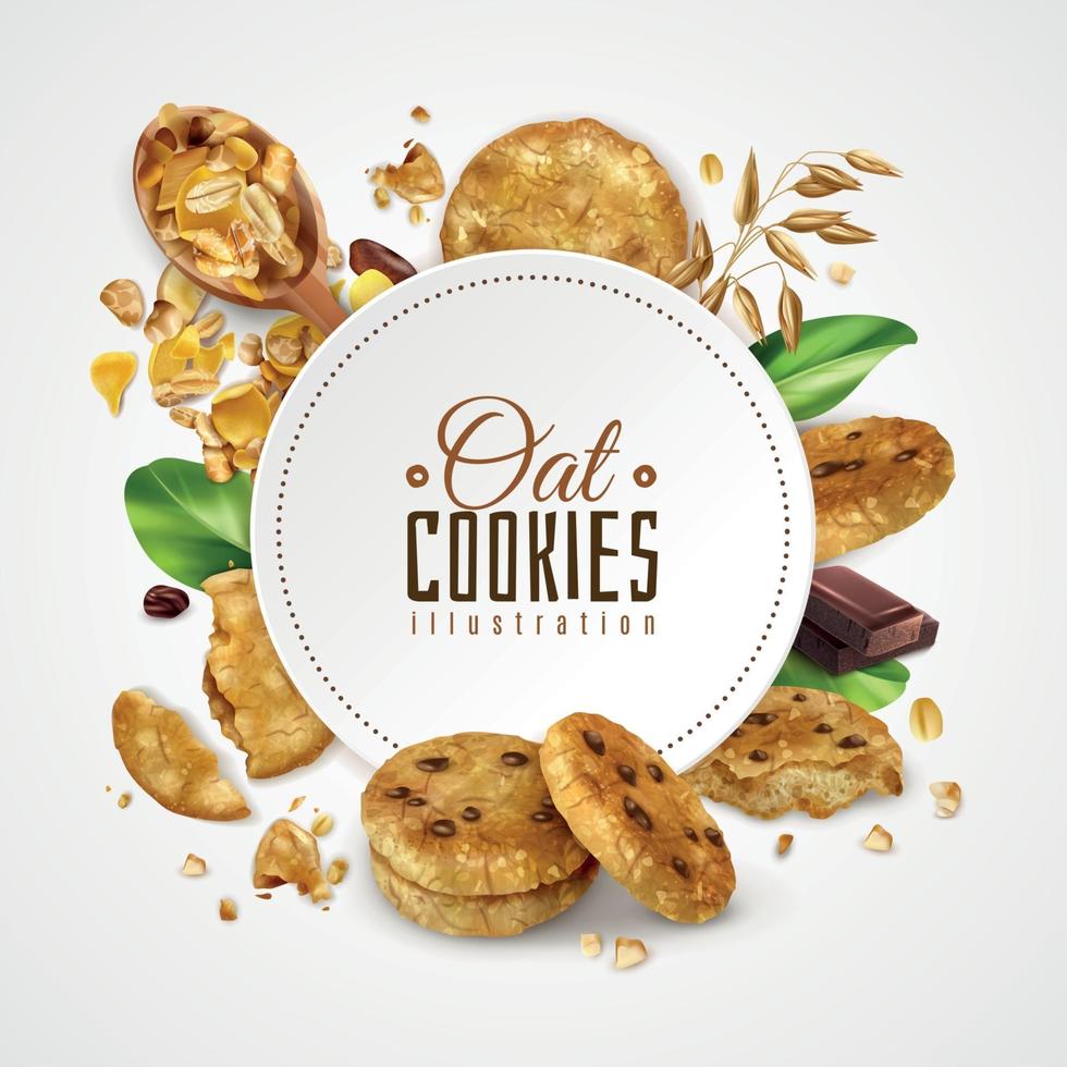 haver cookies frame realistische illustratie vectorillustratie vector