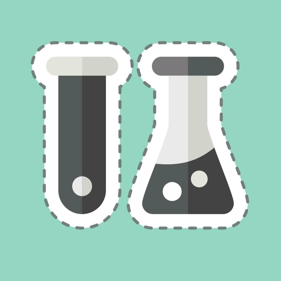 sticker lijn besnoeiing test buis. verwant naar biochemie symbool. gemakkelijk ontwerp bewerkbaar. gemakkelijk illustratie vector