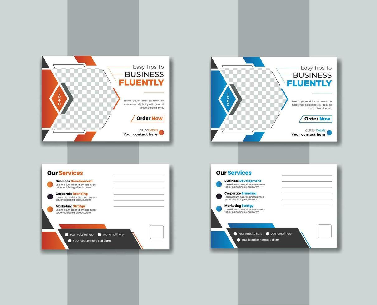 professioneel en minimaal bedrijf afzet ansichtkaart ontwerp, ansichtkaart sjabloon, post kaart, ansichtkaart indeling. ansichtkaarten ontwerp sjabloon, horizontaal bedrijf conferentie brochure folder ontwerp lay-out vector