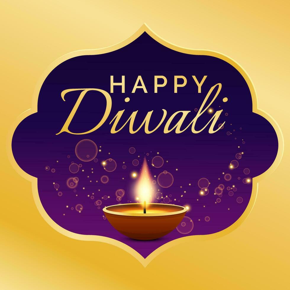 gelukkig diwali groet kaart met diwali lamp vector