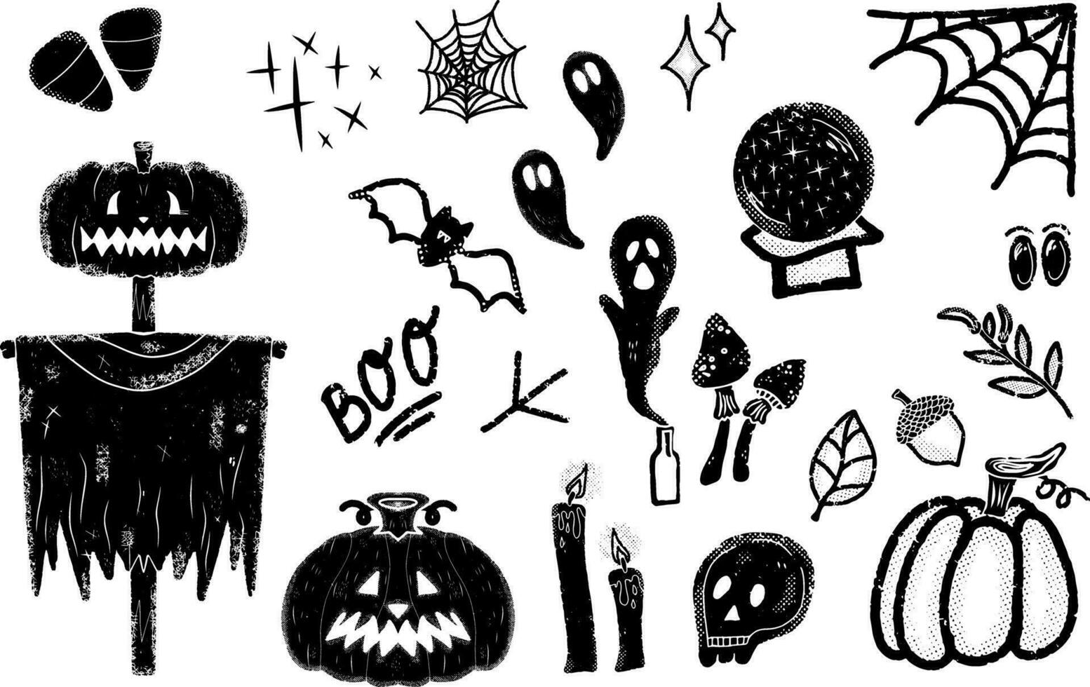 halloween zwart en wit vector clip art