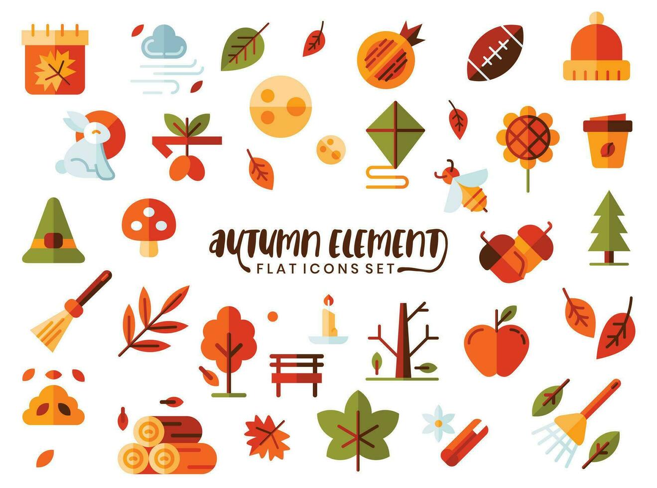 vlak pictogrammen herfst seizoen .de element verzameling omvat worden gebruikt in sociaal media berichten, banner, web ontwerp, app ontwerp, en meer. vector