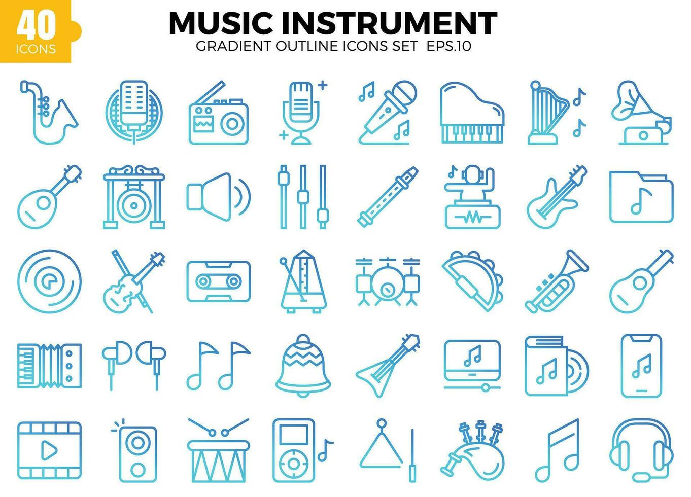 muziek- instrument lijn pictogrammen reeks vector